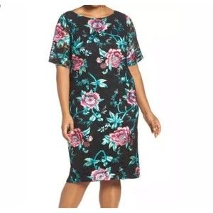 Eliza J Embroidered Lace Floral Short Sleeve Sheath Dress Plus Size 22W